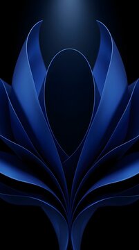 Abstract Blue Layered Petal Forms on Black Background, Futuristic Luxury Design for Technology, Branding, Innovation and Premium Digital Art