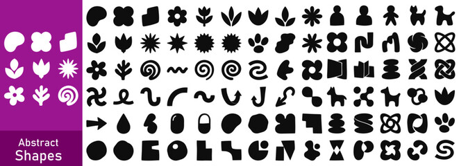 Fototapeta premium Abstract Hand Drawn Shapes Collection, Organic Black Vector Symbols Set