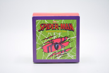 Fototapeta premium Mcdonalds spider man brand new day happy meal toy box in Manila, Philippines