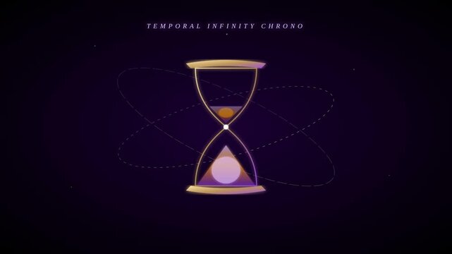 Cosmic Hourglass Animation Representing Time Flow and Space Science Concept with Rotating Orbits
