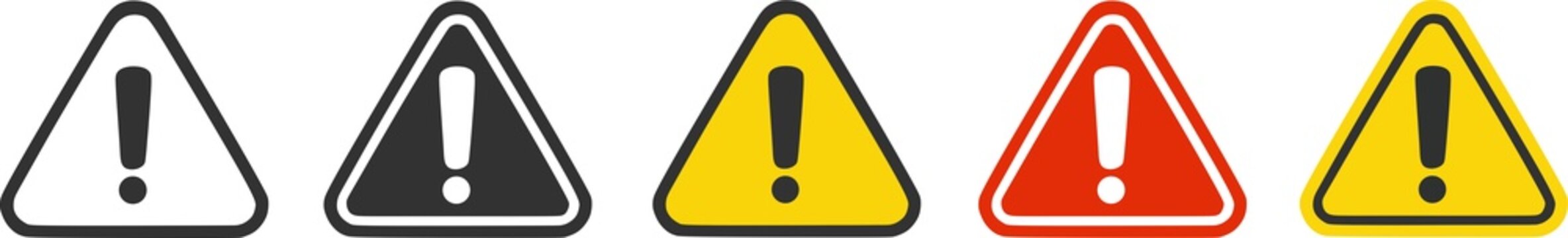 Warning triangle icon set danger Exclamation mark signs Triangular illustration