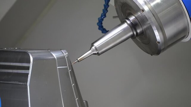 CNC milling machine cutting the mould part with the solid ball end mill tool