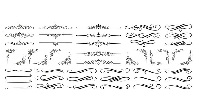 Set of vintage decorative flourishes and ornamental dividers for design