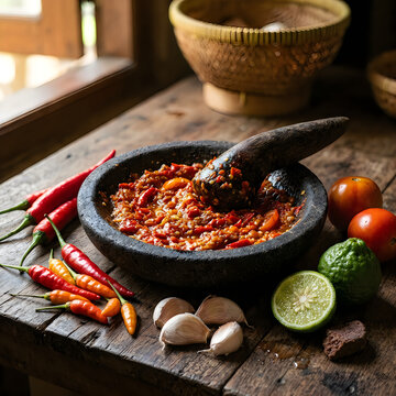 Spicy seafood dish with chili peppers and lime