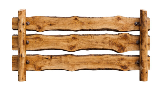 Rustic horizontal wooden fence section panel