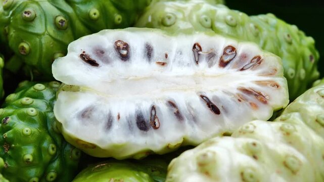 Fresh Noni Fruit in a Woven Basket