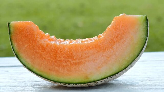 Fresh Melon on White Wooden Surface