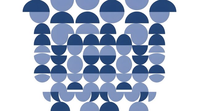 Symmetrical pattern of blue and light blue semicircles