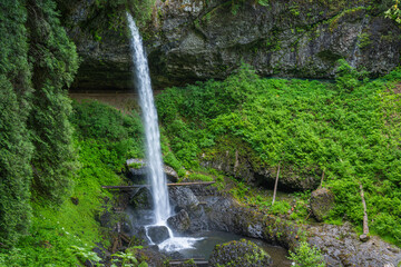Majestic waterfall cascades at Silver Falls State Park © KRoberts