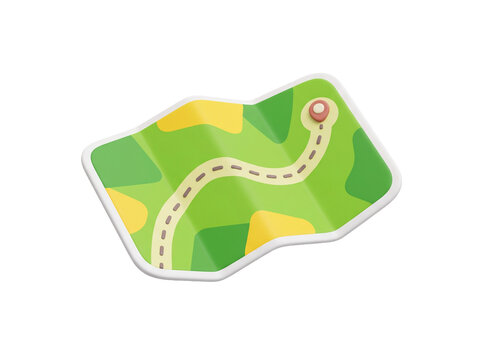 A colorful 3D-rendered stylized game map, isolated on a transparent background.