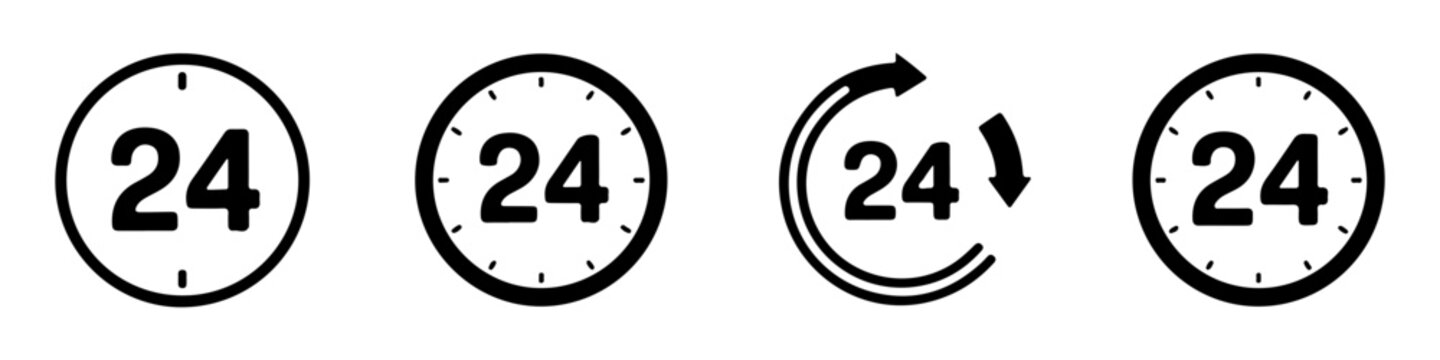Service availability badges featuring number twenty four in circular frames for operational support.