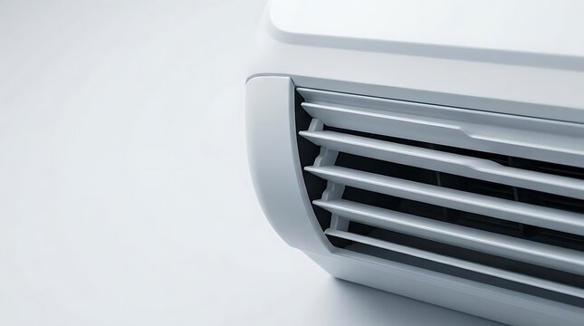 Close up of a modern ductless mini-split air conditioner unit mounted on a clean wall for efficient home climate control and cooling solutions in a residential room.