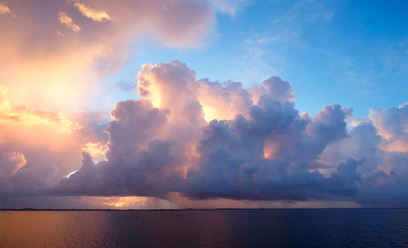 A Beautiful Panoramic Image of the Sunrise Over the Indian River in South Florida