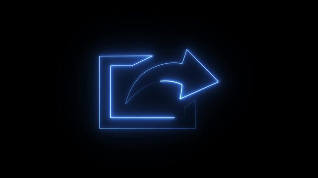 Glowing Neon Export and Forward Symbol with neon motion Graphic Illustration