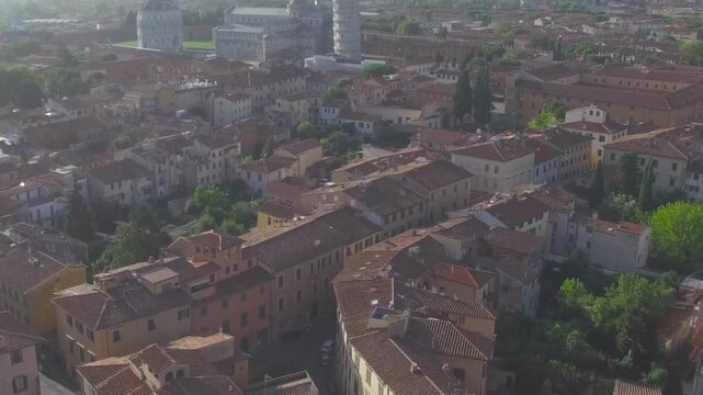 Scenic aerial perspective of Pisa old town surrounding Knights Square