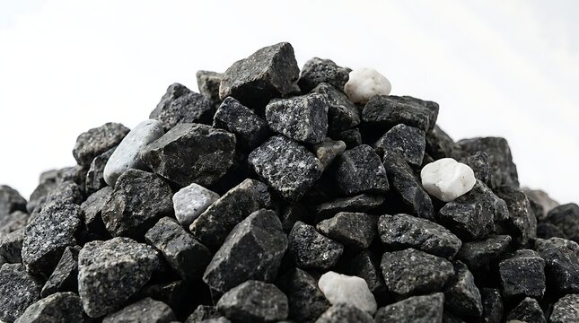 Industrial crushed stone aggregate heap for road construction and landscaping