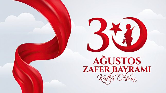 30 Agustos Zafer Bayrami Kutlu Olsun red ribbon banner