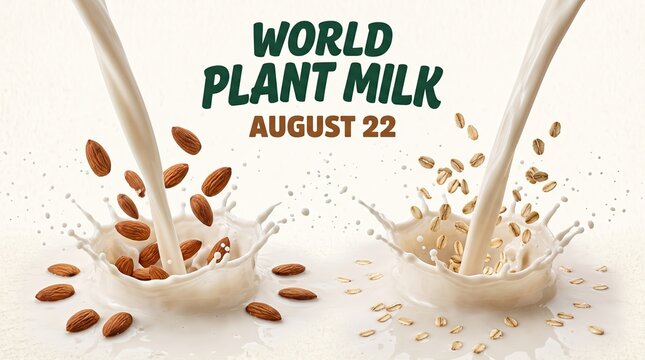 World Plant Milk Day August 22 almond splash banner