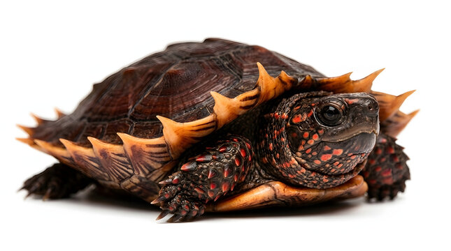 spiny turtle on white background
