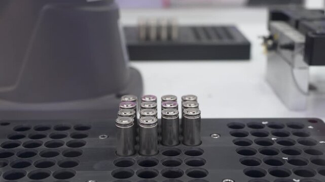 automatic robot arm at industrial manufacture factory of lithium battery