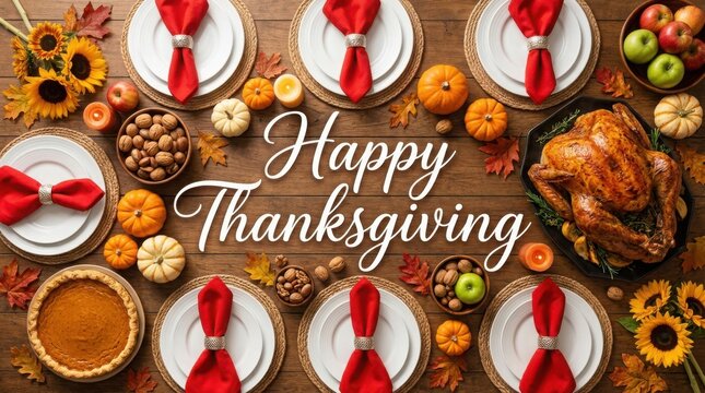 Thanksgiving table setting with colorful pumpkins gourds