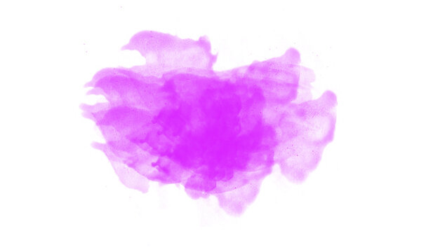 Purple watercolor splash brush stroke texture element on transparent background for creative graphic design projects artistic scrapbooking and digital artwork.