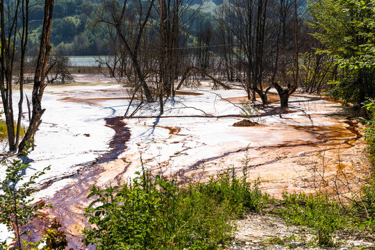 Flooded Mining Waste Landscape in Geamana, Romania