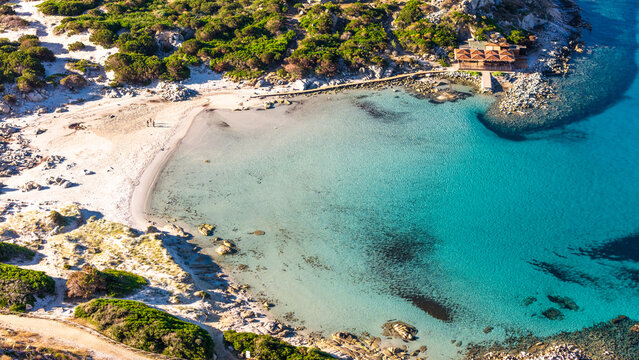 Turquoise Bay and White Sand at Punta Molentis Beach
