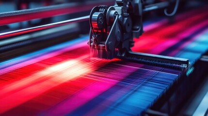 Obraz premium Industrial weaving machine in action