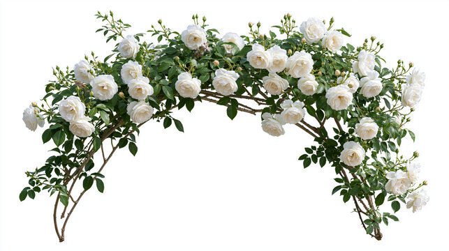 White Climbing Rose Isolated on White Background