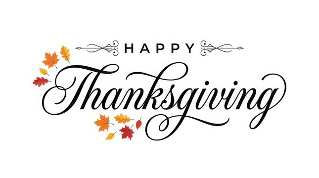 Thanksgiving holiday greeting with handwritten cursive text