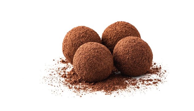 Delicious round chocolate truffles with cocoa powder dusting