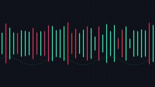 Digital audio waveform equalizer animation, abstract sound visualization background