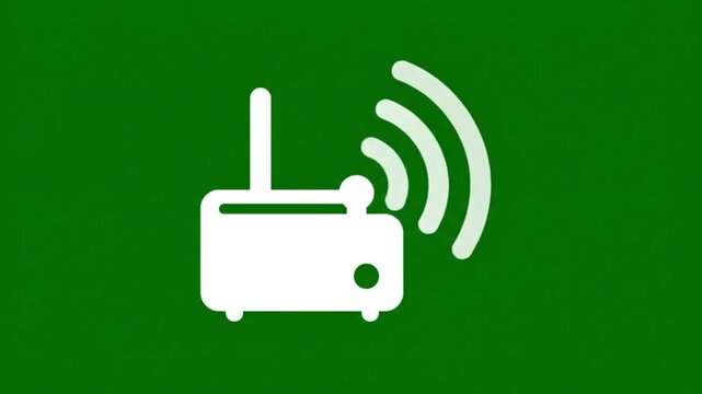 Minimalist White Wi-Fi Router Icon on Green Screen Background Loop
