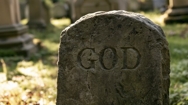 Tombstone with the inscription GOD, religious theme