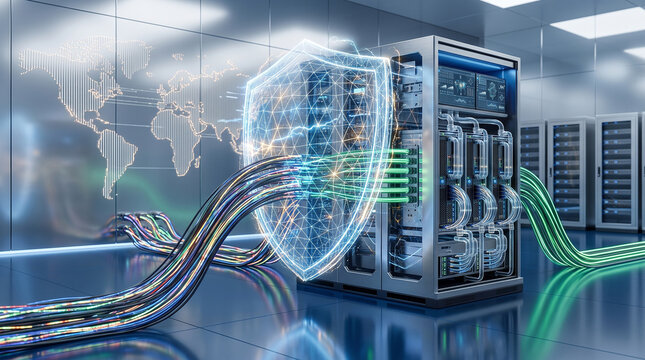 Advanced Cybersecurity Technology and Digital Network Protection Concept
