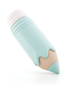 Clay pencil isolated on a white background, 3D clay style