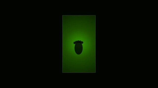 A simple dark green glowing oval shape with a small textured top border on a dark background 4K Motion Video