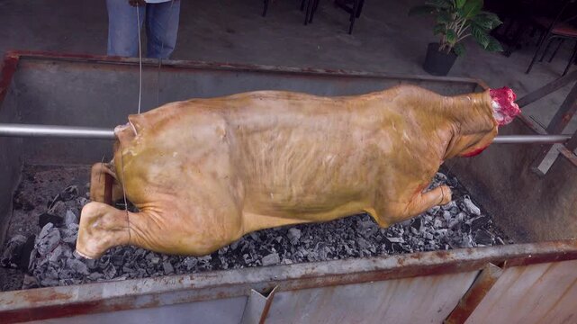 Barbecue bovine. At a Vietnamese restaurant, they will roast a whole bull on the spit for you. Eastern cuisine