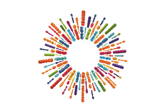 Abstract Radial Bacteria and Microbe Sunburst Vector Illustration &ndash; Colorful Gut Microbiota Burst Background