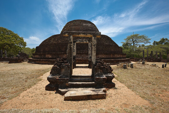 An ancient Buddhist dagoba (stupe) Pabula Vihara. Ancient city of Polonnaruwa, Sri Lanka, with outdoors
