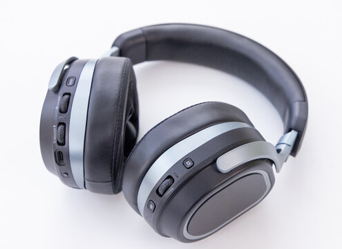 Modern Wireless OverEar Headphones on White Background for Audio Listening