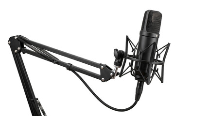 Professional Studio Microphone on Boom Arm Stand, PNG isolated on a transparent background © Mr Vector