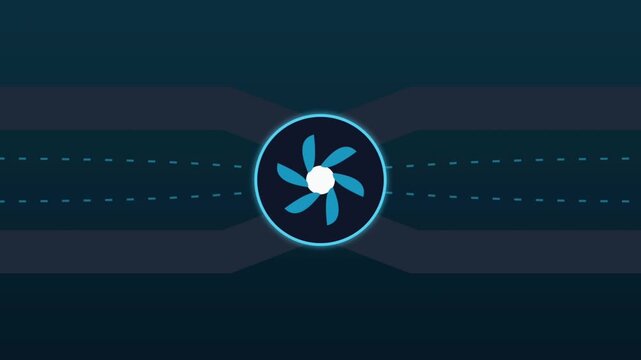 Hydroelectric Power Turbine Animation with Water Flow and Renewable Energy Transmission