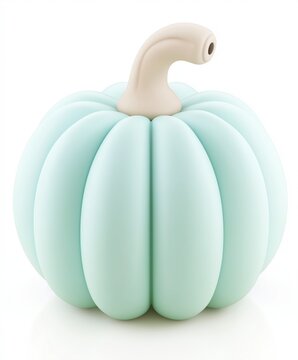 Clay pumpkin isolated on white background, decorative autumn art