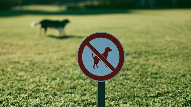 Dogs allowed sign with a prohibition notice in a public park