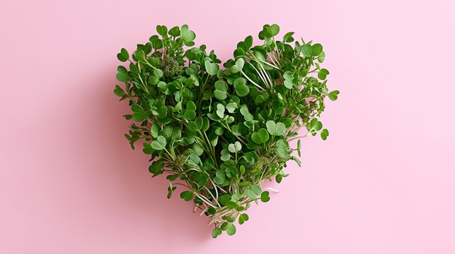 Heart made from fresh microgreens for heart health
