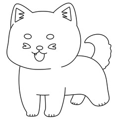 Cute cartoon cat stands smiling