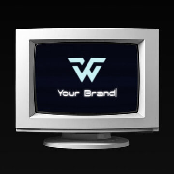 Square Retro Computer Monitor Logo Reveal &ndash; Old CRT Screen Brand Intro for Nostalgic Social Media Video
