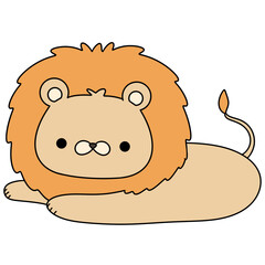 Cute lion with soft fur and friendly eyes rests